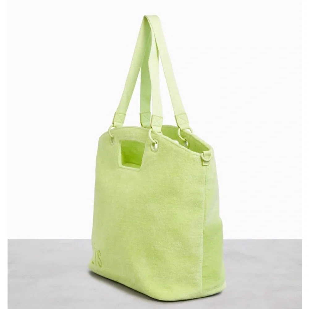 NWT BÉIS / Beis Citron Green Terry Tote Bag - Picture 7 of 13